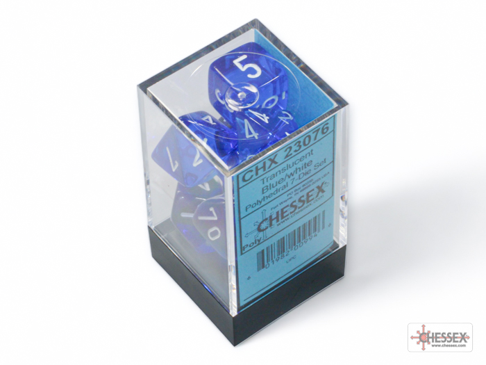 Translucent Blue/white Polyhedral 7-Dice Set - CHX23076